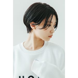 大人ショートボブ丸みショートカットマッシュショート前髪なし