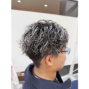 メンズハイライトスパイラルパーマ・ホワイトメッシュ