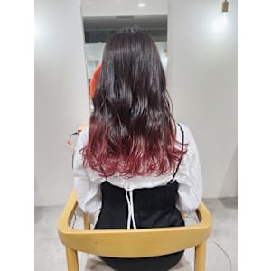 赤髪グラデーションカラー/デザインカラー/イメチェンカラー