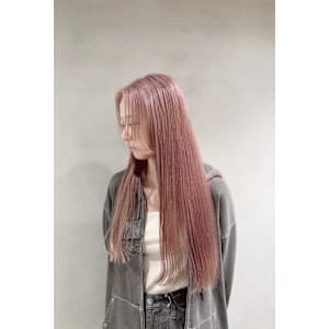 コーラルピンクダブルカラー、ピンクベージュ、ブリーチあり