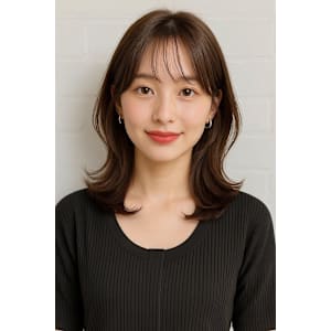 30代くびれひしがたレイヤースタイル、韓国風レイヤー