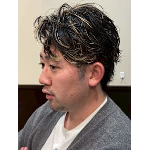 メッシュかきあげパーマ - ヒロ銀座バーバーショップ難波店【ヒロギンザバーバーショップナンバテン】掲載中