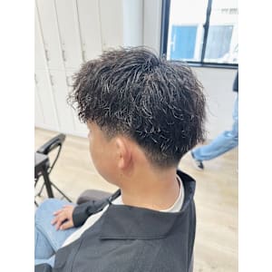 大人爽やかビジネスショートパーマ.フェード.メンズパーマ