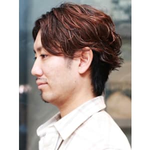 センターパート ニュアンスパーマ ナチュラルブラウン 30代 - Men's Salon bloc【メンズサロンブロック】掲載中