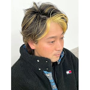 ブリーチカラー ハイライト アップバング ウルフカット - MENS SALON RUGGED 大野城店【メンズサロンラギッドオオノジョウテン】掲載中