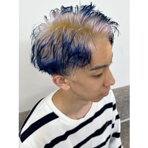 ブリーチ デザインカラー ホワイト ブルー ルーツカラー - MENS SALON RUGGED 大野城店【メンズサロンラギッドオオノジョウテン】掲載中