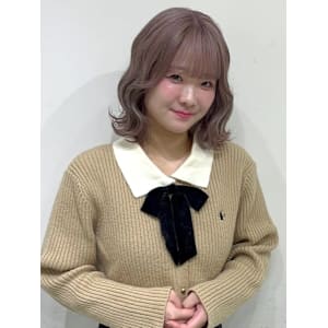 ピンクミルクティーベージュ ウェーブ ボブ ブリーチ - Ai WilL【アイウィル】掲載中