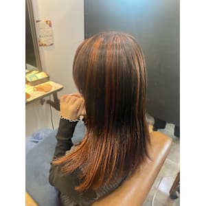 オレンジデザインカラー - 半個室型美容室 Sourire 九産大前店【ハンコシツガタビヨウシツ スーリール キュウサンダイマエテン】掲載中