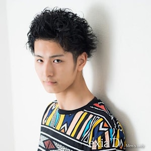 ２ブロックニュアンスパーマ×アッシュブラック×30代/40代