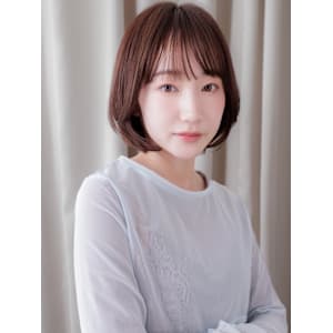 ココアブラウン小顔補正カット伸ばしかけ丸みボブ30代40代 - COVER HAIR bliss【カバーヘア ブリス】上尾/上尾西口店【カバーヘアブリス アゲオ アゲオニシグチテン】掲載中