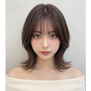 韓国風くびれミディアム外ハネウルフ×ショコラブラウン小顔ボブ - hairs BERRY 伏見桃山店【ヘアーズ ベリー】【ヘアーズベリー フシミモモヤマテン】掲載中