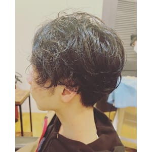 センターパートアクセントパーマ×アッシュブラック×30代/4 - メンズサロン エクシア【メンズサロン エクシア】掲載中