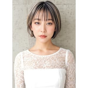 ハイトーンカラー耳かけミニボブショートp1　ミックスカラー