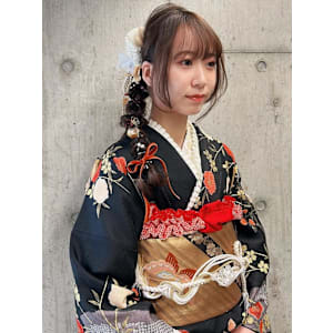 成人式 編み下ろしアレンジ ヘアセット 着付け ポニーテール - and anon 春日原店【アンドアノン カスガバルテン】掲載中