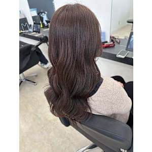 暖色系ブラウンカラー韓国風コテ巻きアレンジ