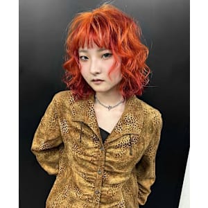 オレンジカラー　ケアブリーチカラー　セクションカラー　ウルフ - Null 原宿店 デザインカラー/ダブルカラー【ヌルハラジュクテン デザインカラー ダブルカラー】掲載中