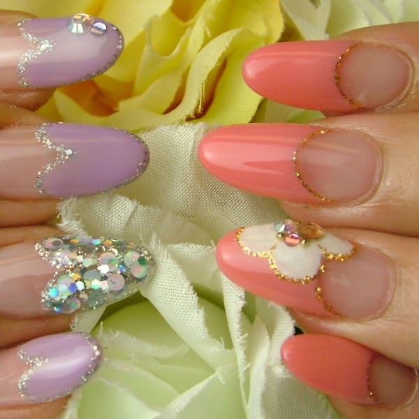 ハートフレンチ・お花逆フレンチ