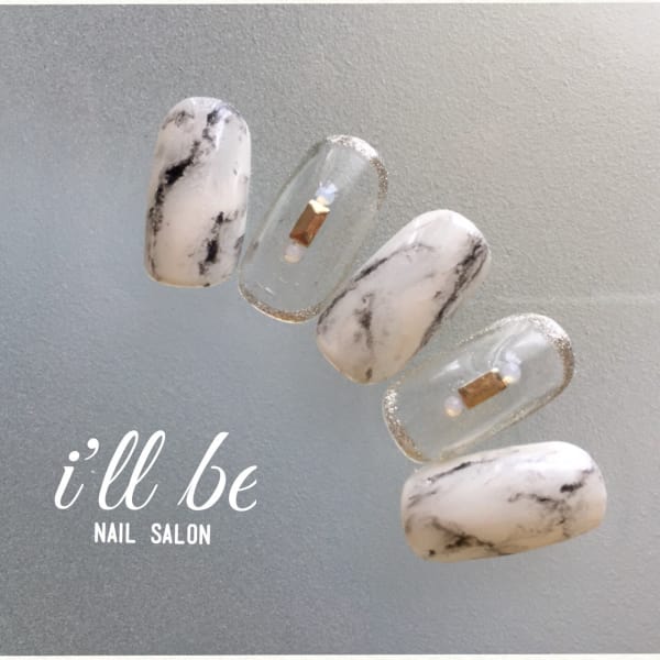 大理石風ホワイト&ブラック