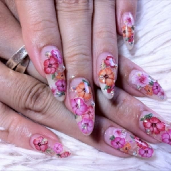 pinkフラワーnail