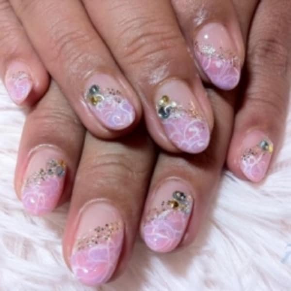 ななめフレンチ☆マーブルnail|7℃