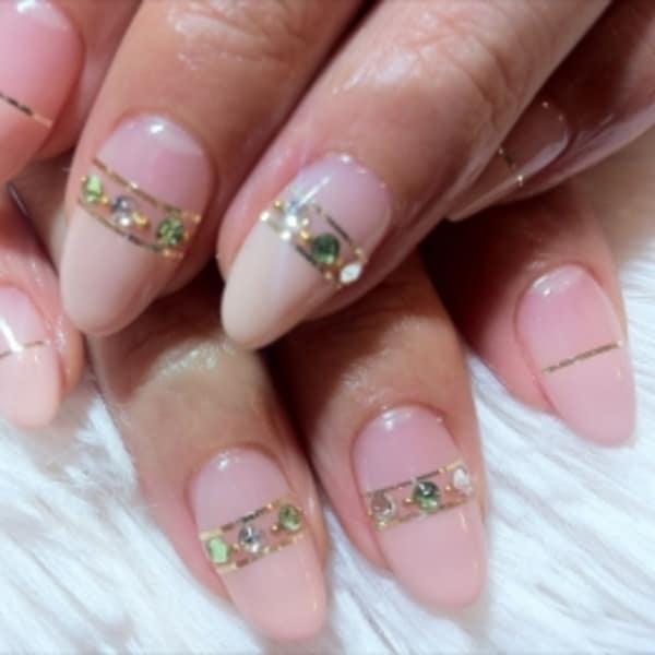 ストレートフレンチ×ストーンnail