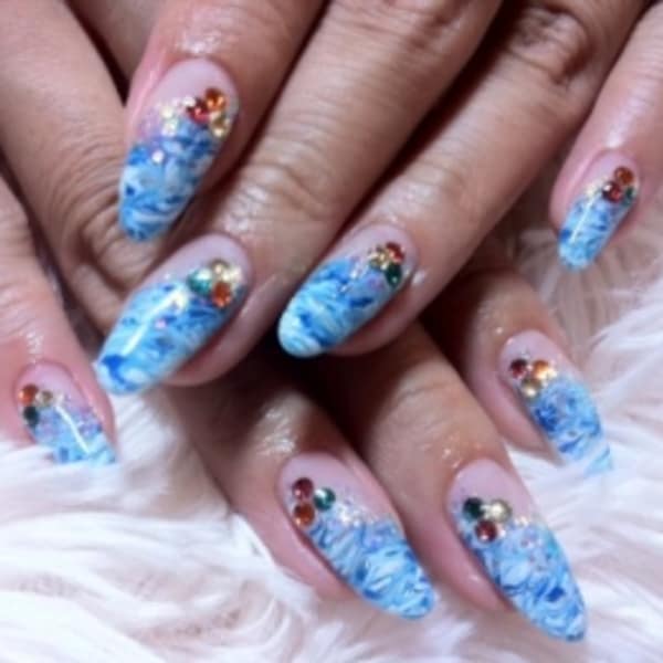 ブルータイダイ×ななめフレンチnail