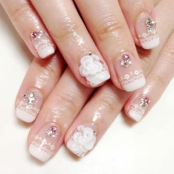 3Dフラワー☆ウェディングネイル|Petit Blanc