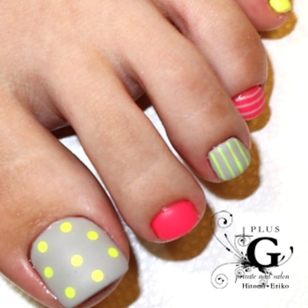 ボーダー&ドットのネオンマット