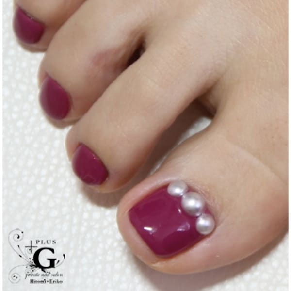 No.2177紅紫とパールでシンプルフット