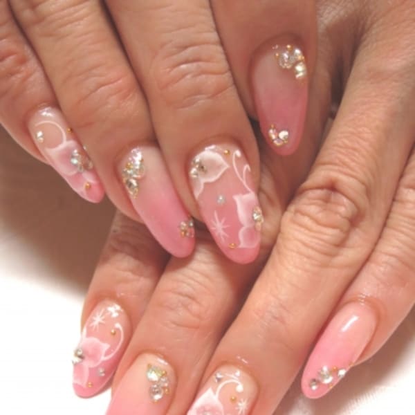 淡ピンク×ホワイトフラワー♪