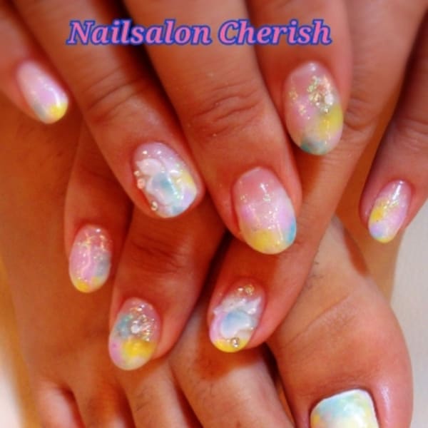 ☆Hand&Foot☆タイダイ×3Dアート☆|Nailsalon Ｃｈｅｒｉｓｈ