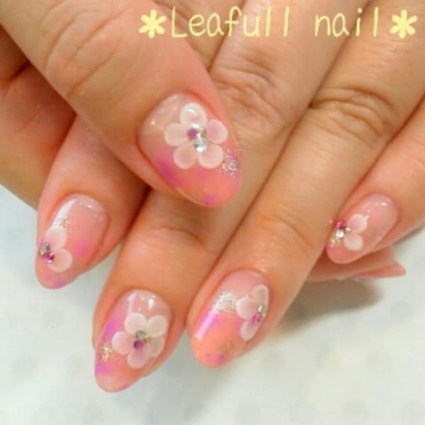 エンボスフラワーのタイダイ柄ネイル♪