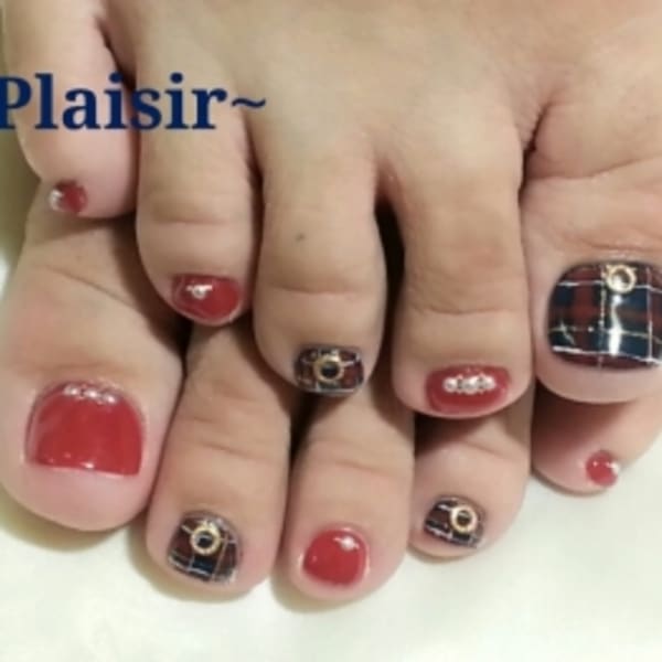 ●オシャレカラーのチェックネイル●