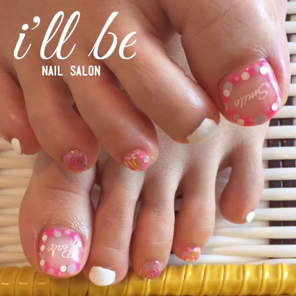 ピンク×グレードット