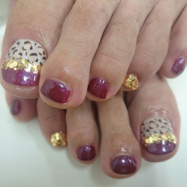 秋☆フット☆レオパードネイル