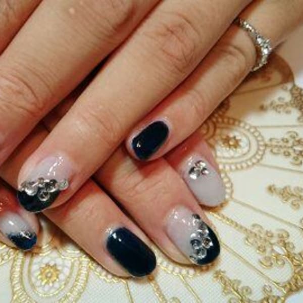 ブラック×グレー ネイル