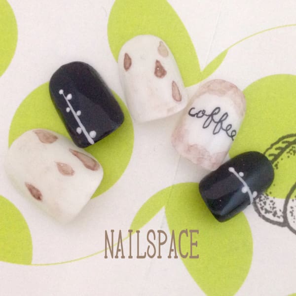 ほっこり系コーヒーネイル/定額/たらしこみ