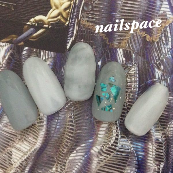 グレーマーブル/シェルネイル