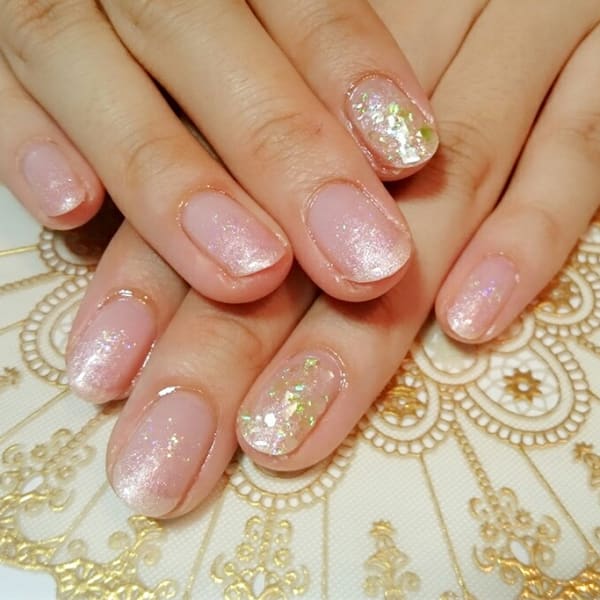 コーラルピンク×オパール アート