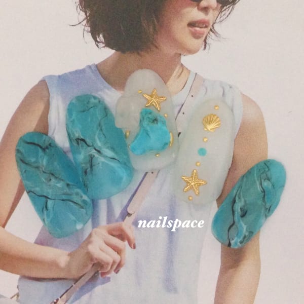 リアルターコイズネイル/天然石/マーブル/リゾート