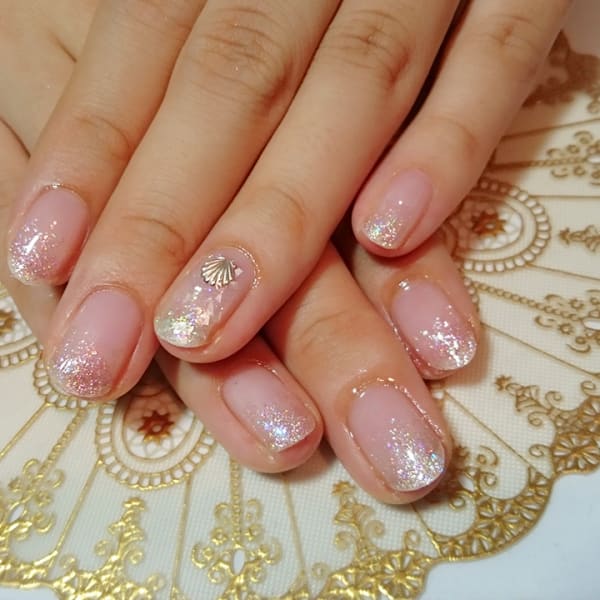 ラメグラデーション&シェル アート