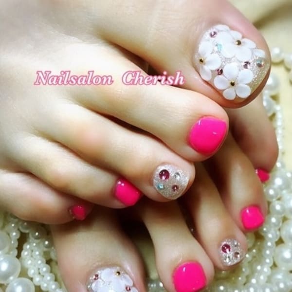 3Dアートのお花フット|Nailsalon Ｃｈｅｒｉｓｈ