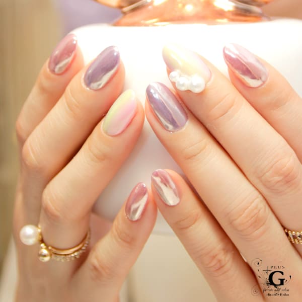 【新規20%OFF×3回】ミラーネイルとオーロラベール