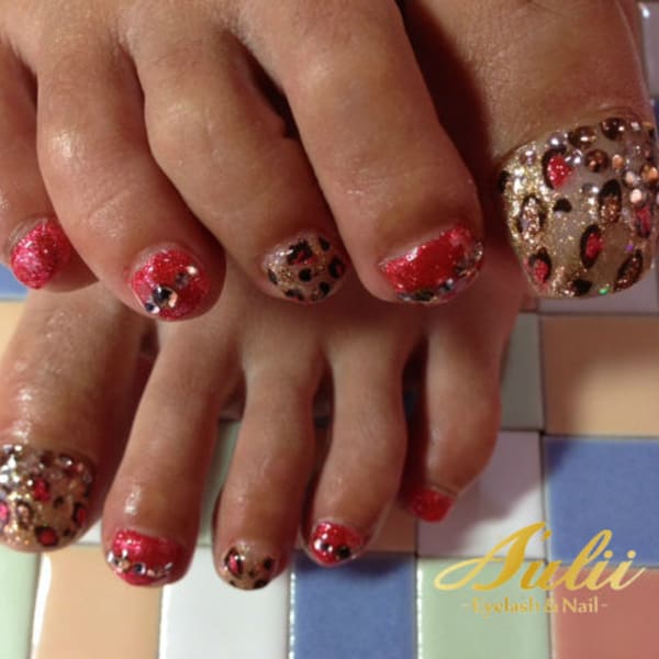 Foot/キラキラレオパード