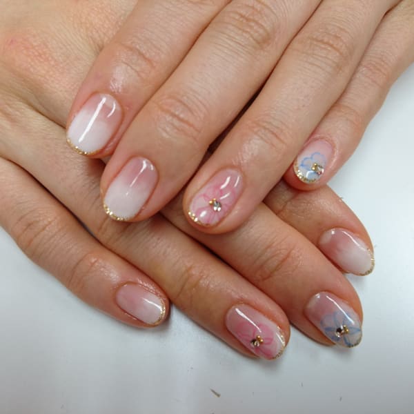 たらしこみフラワーネイル♪春