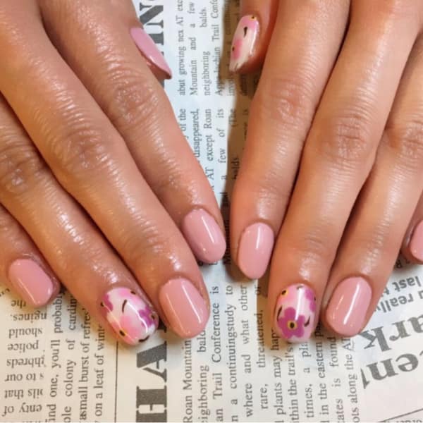 ワンカラー × 3本ピンクと紫のマリメッコ風アート