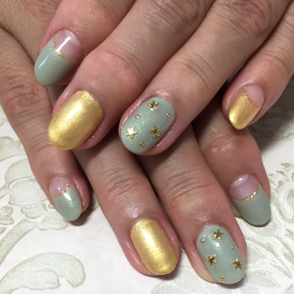 ライトカーキ×星スタッズ|Gerbera claire