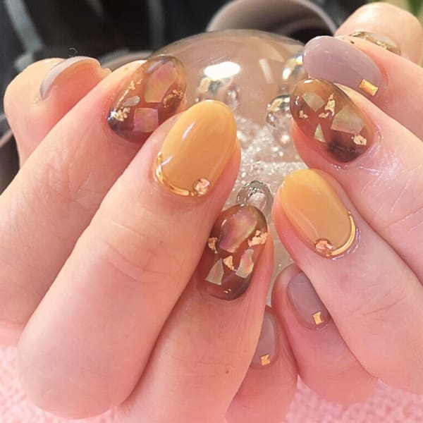 秋冬シェルネイル