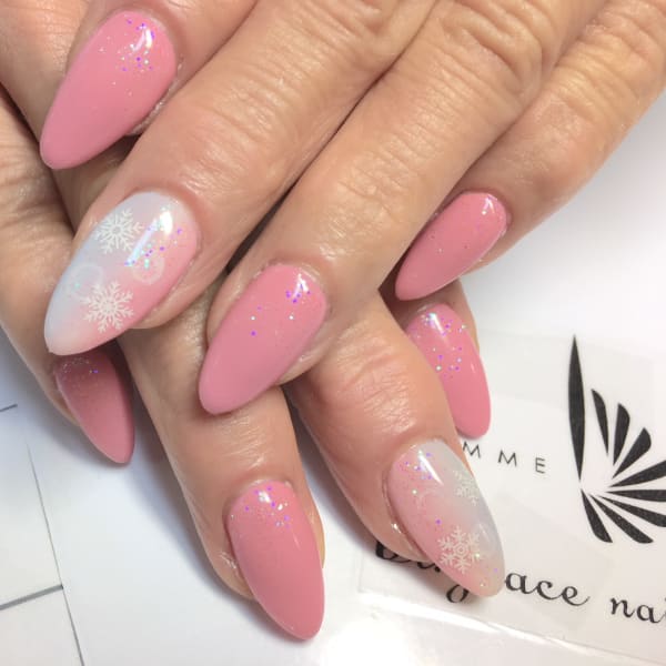 カラーグラデーション雪の結晶ネイル☆オフ込¥6000