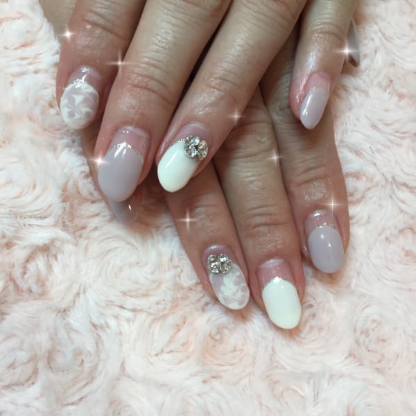 バルーンフレンチ+マーブル+ブイカットストーン